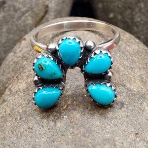 Turquoise Sterling Silver Naja Ring Size 10